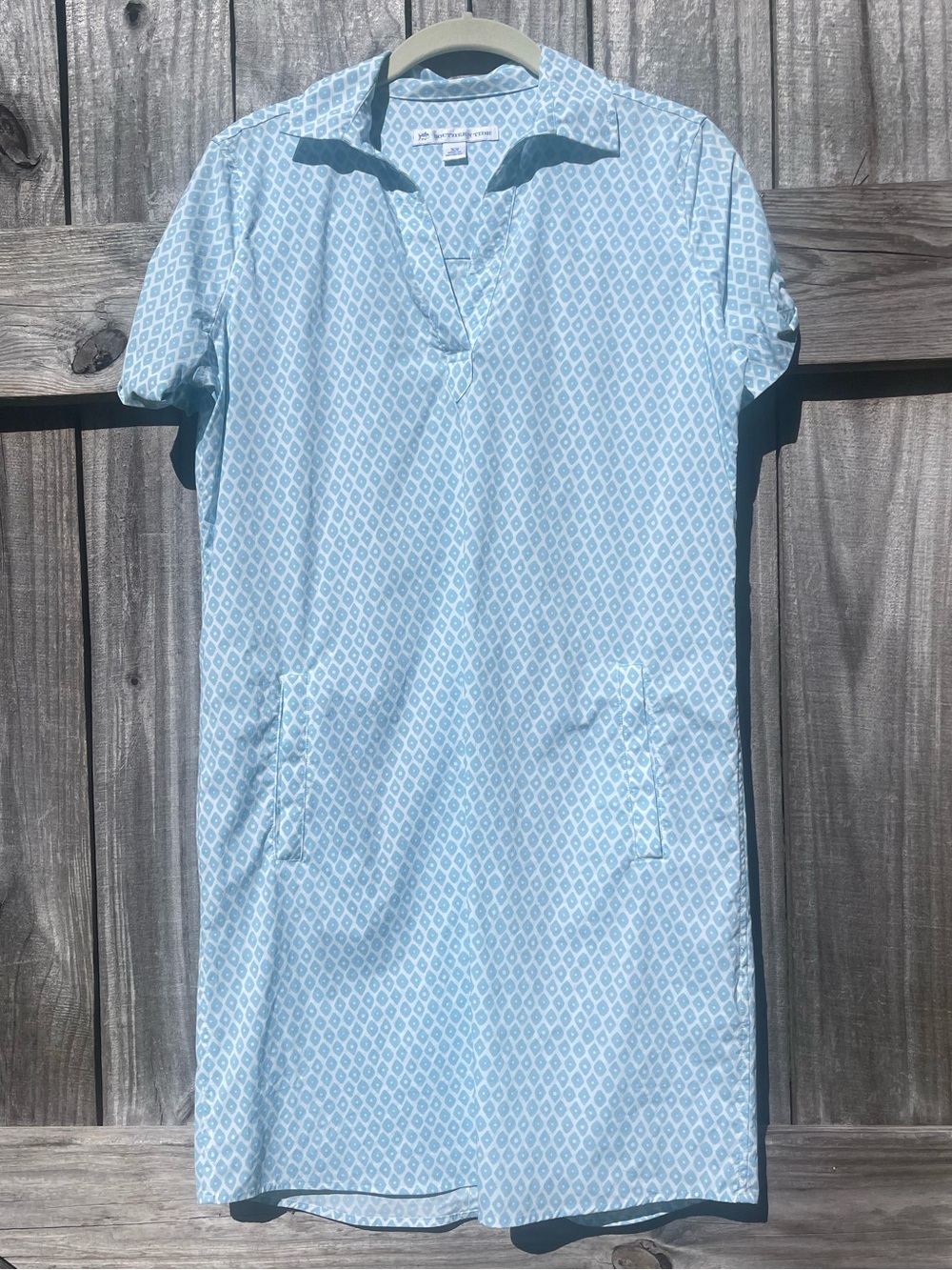 Southern Tide Light Blue Patterned Shirt Dress Sz XS